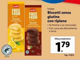 Lidl Sondey Biscotti senza glutine con ripieno offerta