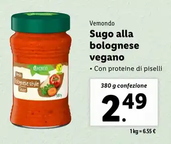 Lidl Vemondo Sugo alla bolognese vegano offerta