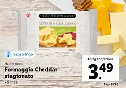 Lidl Hatherwood Formaggio Cheddar stagionato offerta