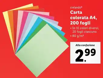 Lidl crelando Carta colorata A4, 200 fogli offerta