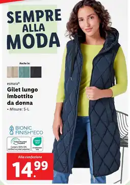 Lidl esmara Gilet lungo imbottito da donna offerta