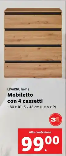 Lidl LIVARNO home Mobiletto con 4 cassetti offerta