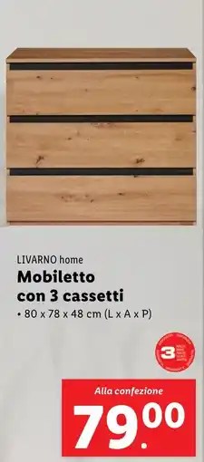 Lidl LIVARNO home Mobiletto con 3 cassetti offerta