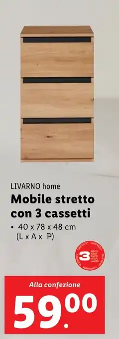 Lidl LIVARNO home Mobile stretto con 3 cassetti offerta