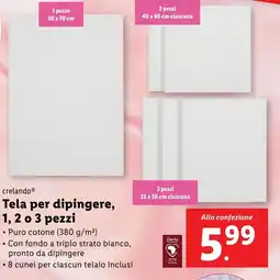 Lidl crelando Tela per dipingere, 1, 2 o 3 pezzi offerta