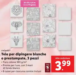 Lidl crelando Tele per dipingere bianche o prestampate, 3 pezzi offerta