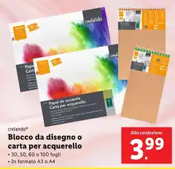 Lidl crelando Blocco da disegno o carta per acquerello offerta