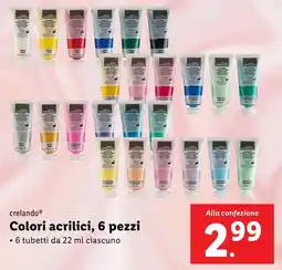 Lidl crelando Colori acrilici, 6 pezzi offerta