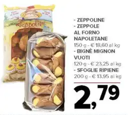 Todis - zeppoline - zeppole al forno napoletane bigne mignon vuoti sfoglie ripiene offerta