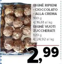 Todis Bignè ripieni - cioccolato - alla crema bigne vuoti zuccherati offerta