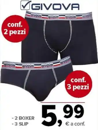 Todis ✓givova - 2 boxer - 3 slip conf. 2 pezzi conf. 3 pezzi offerta