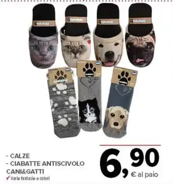 Todis - calze - ciabatte antiscivolo cani&gatti offerta