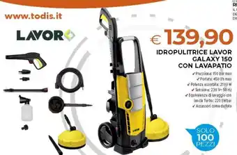 Todis Lavor idropulitrice lavor galaxy 150 con lavapatio offerta