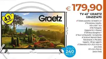 Todis Tv 43" graetz gr43z1470 ✔sistema operativo: lge webos 2.0 risoluzione/aspetto: offerta