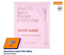 Action Maschera mani skin bliss diverse varianti offerta