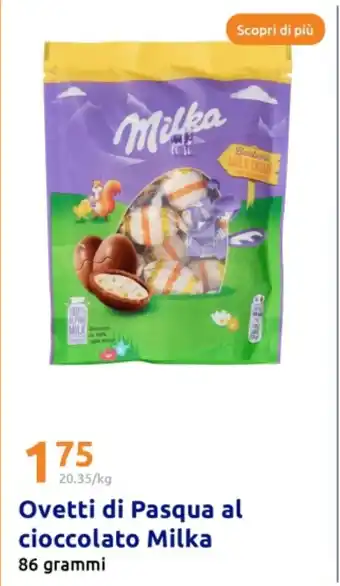 Action Ovetti di pasqua al cioccolato milka 86 grammi offerta