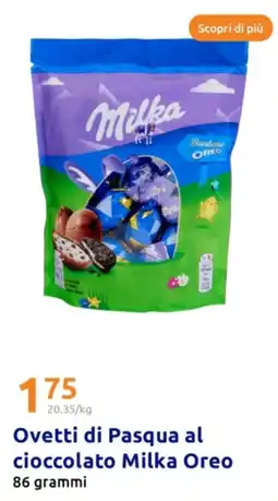 Action Ovetti di pasqua al cioccolato milka oreo 86 grammi offerta