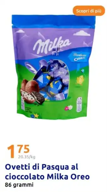 Action Ovetti di pasqua al cioccolato milka oreo 86 grammi offerta