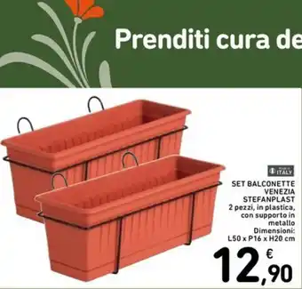 Spazio Conad Set balconette venezia stefanplast 2 pezzi, in plastica, con supporto in metallo dimensioni: offerta