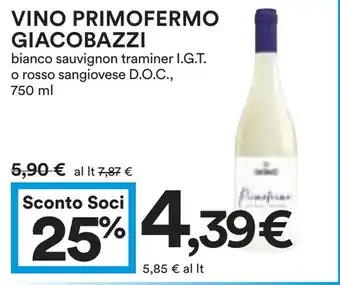 Coop Vino primofermo giacobazzi offerta