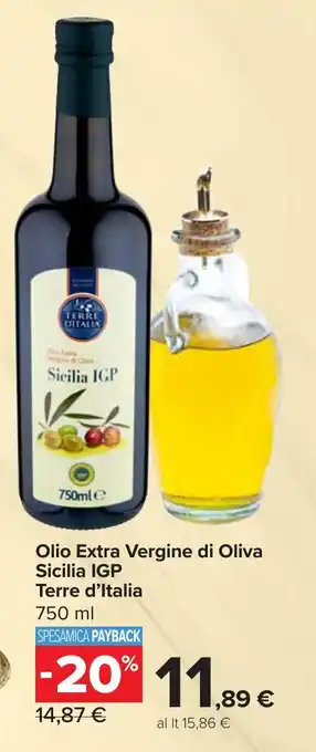 Carrefour Olio Extra Vergine di Oliva Sicilia IGP Terre d'Italia offerta