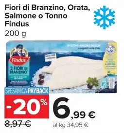 Carrefour Market Fiori di Branzino, Orata, Salmone o Tonno Findus offerta