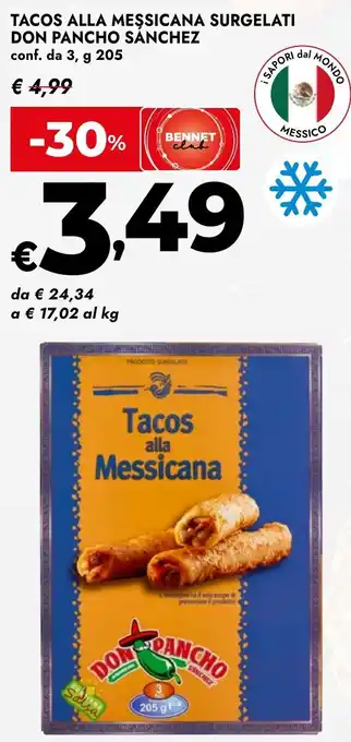 Bennet Tacos alla messicana surgelati don pancho sanchez conf. da 3, offerta