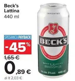 Carrefour Market Beck's Lattina offerta