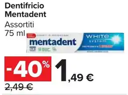 Carrefour Market Dentifricio Mentadent offerta