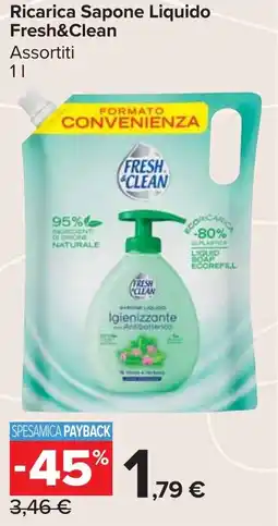 Carrefour Market Ricarica Sapone Liquido Fresh&Clean offerta