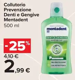 Carrefour Market Collutorio Prevenzione Denti e Gengive Mentadent offerta