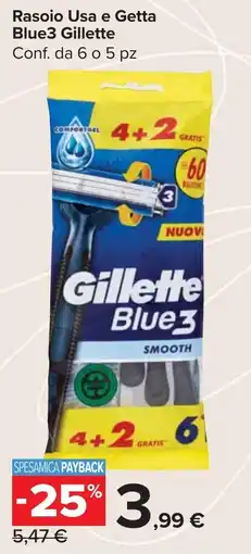 Carrefour Market Rasoio Usa e Getta Blue3 Gillette offerta