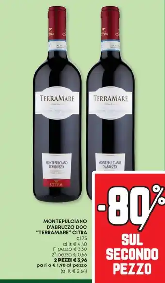 Pam Montepulciano d'abruzzo doc "terramare" citra offerta