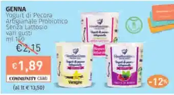 Prezzemolo e Vitale GENNA Yogurt di Pecora Artigianale Probiotico Senza Lattosio offerta