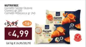 Prezzemolo e Vitale NUTRIFREE Cometti Senza Glubne Classici Cornetti Albicocca offerta