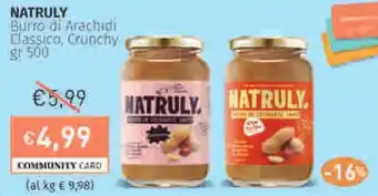 Prezzemolo e Vitale NATRULY Burro di Arachidi Classico, Crunchy offerta