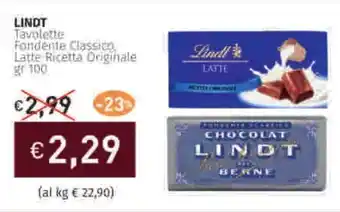 Prezzemolo e Vitale LINDT Tavolette Fondente Classico Latte Ricetta Originale offerta