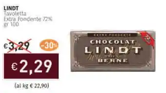 Prezzemolo e Vitale LINDT Tavoletta Extra Fondente 72% offerta