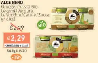 Prezzemolo e Vitale ALCE NERO Omogeneizzati Bio Legumi/Verdure, Lenticchie/Carote/Zucca offerta