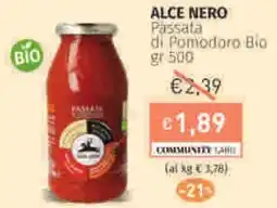 Prezzemolo e Vitale ALCE NERO Passata di Pomodoro Bio offerta