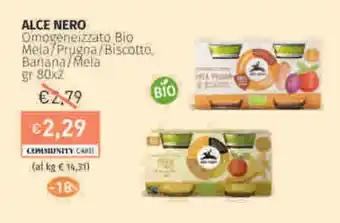 Prezzemolo e Vitale ALCE NERO Omogeneizzato Bio Mela/Prugna/Biscotto Banana/Mela offerta