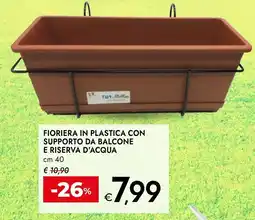 Bennet Fioriera in plastica con supporto da balcone e riserva d'acqua offerta