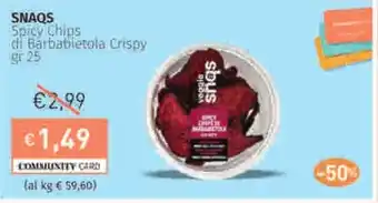 Prezzemolo e Vitale SNAQS Spicy Chips di Barbabietola Crispy offerta