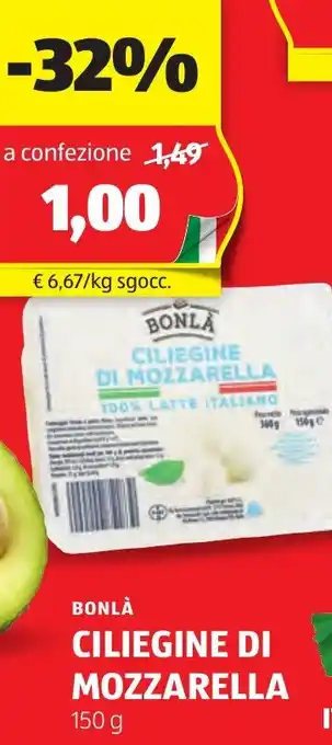 ALDI Bonlà ciliegine di mozzarella offerta