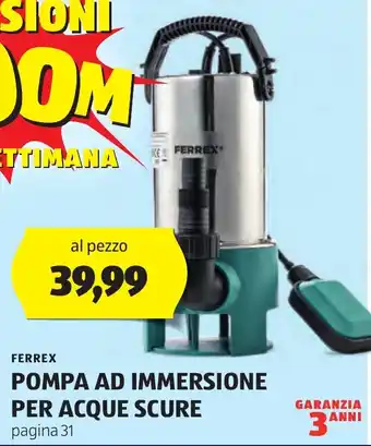 ALDI Ferrex pompa ad immersione per acque scure offerta