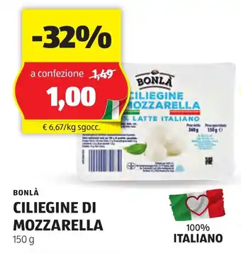 ALDI Bonlà ciliegine di mozzarella offerta