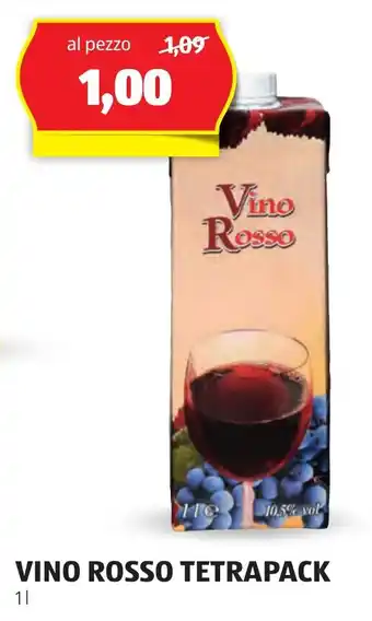 ALDI Vino rosso tetrapack offerta