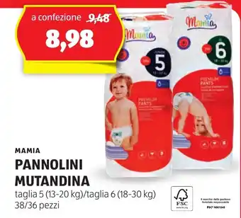 ALDI Mamia pannolini mutandina offerta