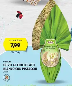 ALDI Oliviero uovo al cioccolato bianco con pistacchi offerta