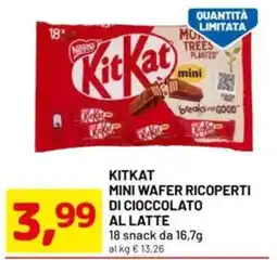 DPiù Kitkat mini wafer ricoperti di cioccolato al latte offerta